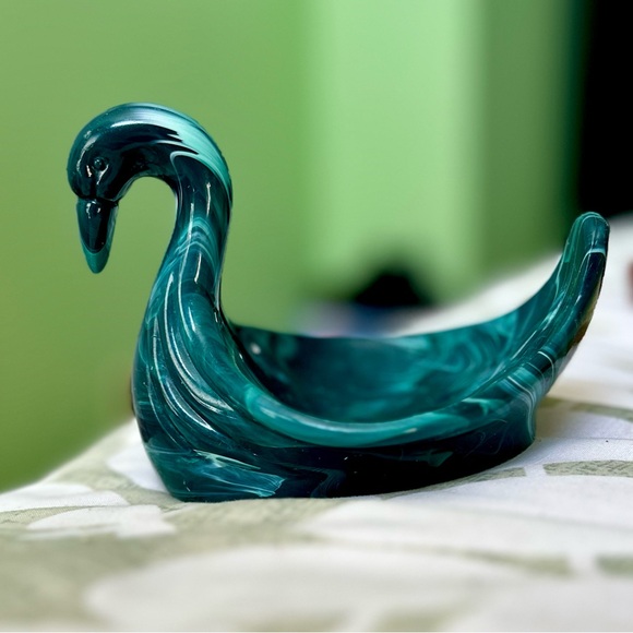 Vintage Turquoise Green Swan Retro Cottagecore Farmhouse Soap Bar Holder Dish - Picture 3 of 11